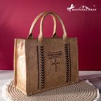 Montana West Whipstitch Concealed Carry Tote with Matching Bi-Fold Wallet | MW1124-H8120SW | Brown