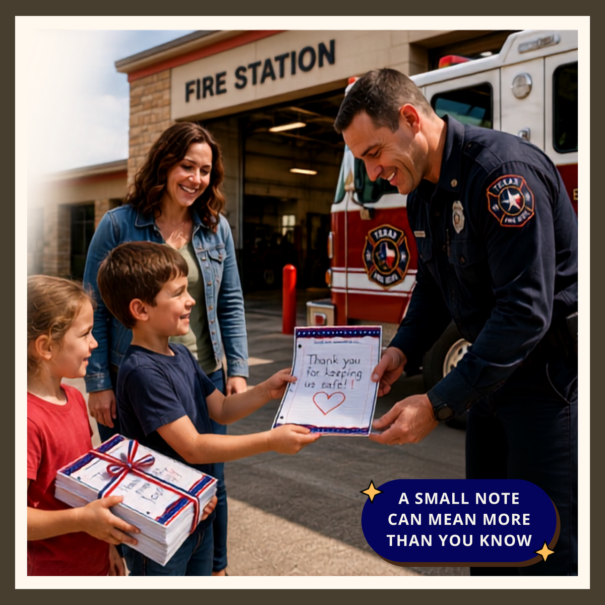 FREE First Responder Thank You Page | Stars Printable Appreciation Writing Activity | Write the Note