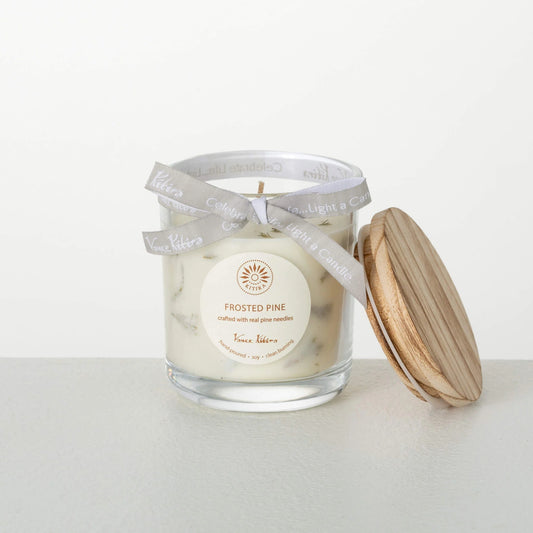 Vance Kitira Frosted Pine Scented Soy Candle | Crafted with Real Pine Needles | Eco-Friendly 30 Hour Clean Burning