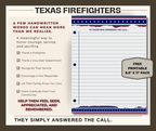 Texas Firefighter Thank You Writing Page | Free Printable