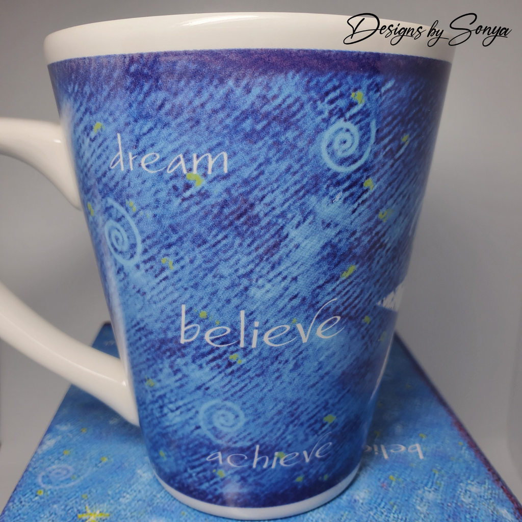 Vintage Mary Kay "Reach for the Stars" Dream, Believe, Achieve 14 oz. Mug - New in Box - Discontinued