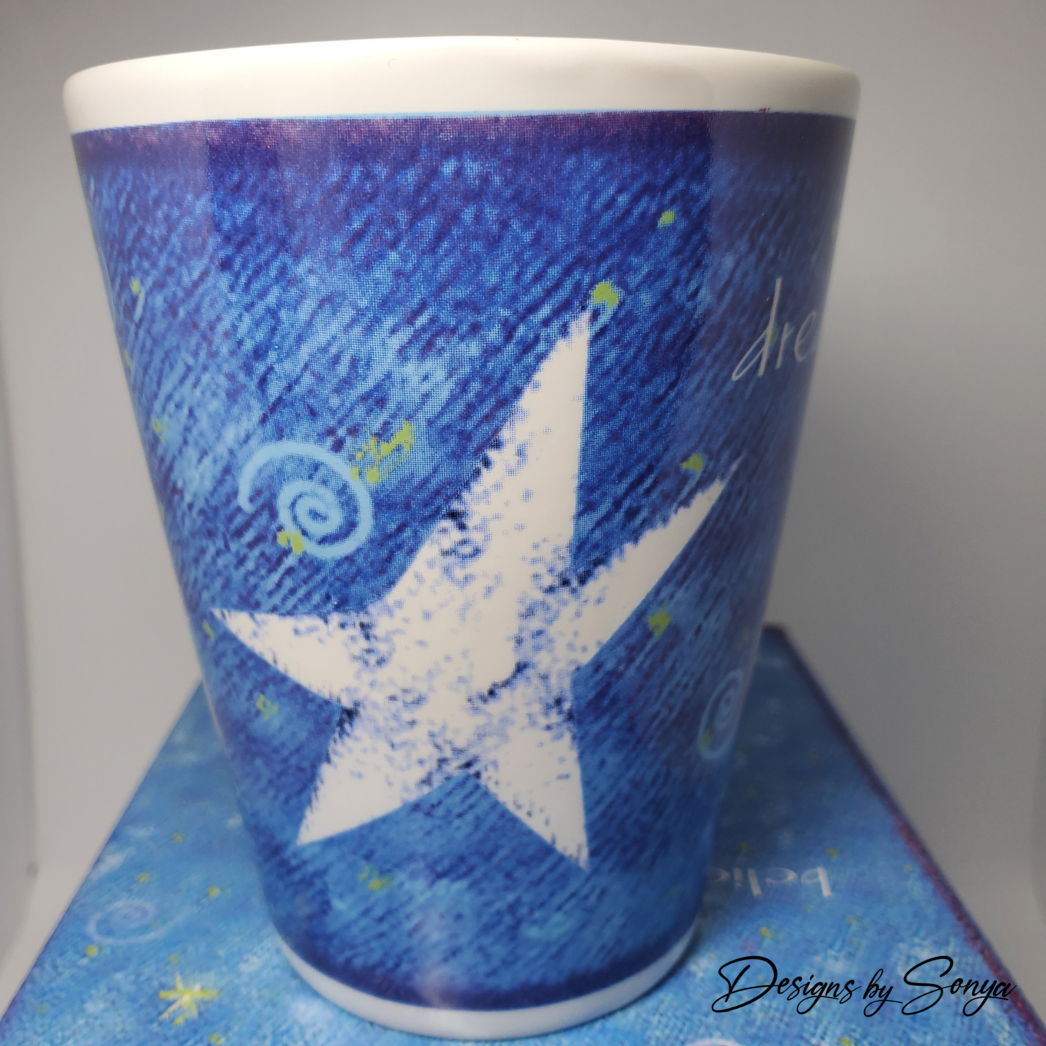 Vintage Mary Kay "Reach for the Stars" Dream, Believe, Achieve 14 oz. Mug - New in Box - Discontinued