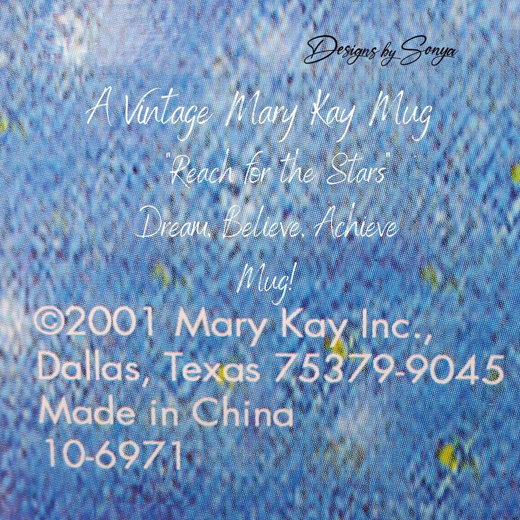 Vintage Mary Kay "Reach for the Stars" Dream, Believe, Achieve 14 oz. Mug - New in Box - Discontinued