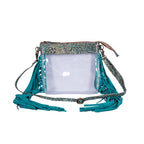 Tooled Leather | Beth Ridge Trail Clear Bag | Turquoise | Crossbody Purse | Stadium Approved Handbag