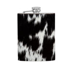 Mountain Trail Flask in Dark Hair-on Hide | Unique Natural Markings | Black and White | Myra Bags | S-8476