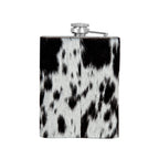 Mountain Trail Flask in Dark Hair-on Hide | Unique Natural Markings | Black and White | Myra Bags | S-8476