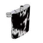 Mountain Trail Flask in Dark Hair-on Hide | Unique Natural Markings | Black and White | Myra Bags | S-8476