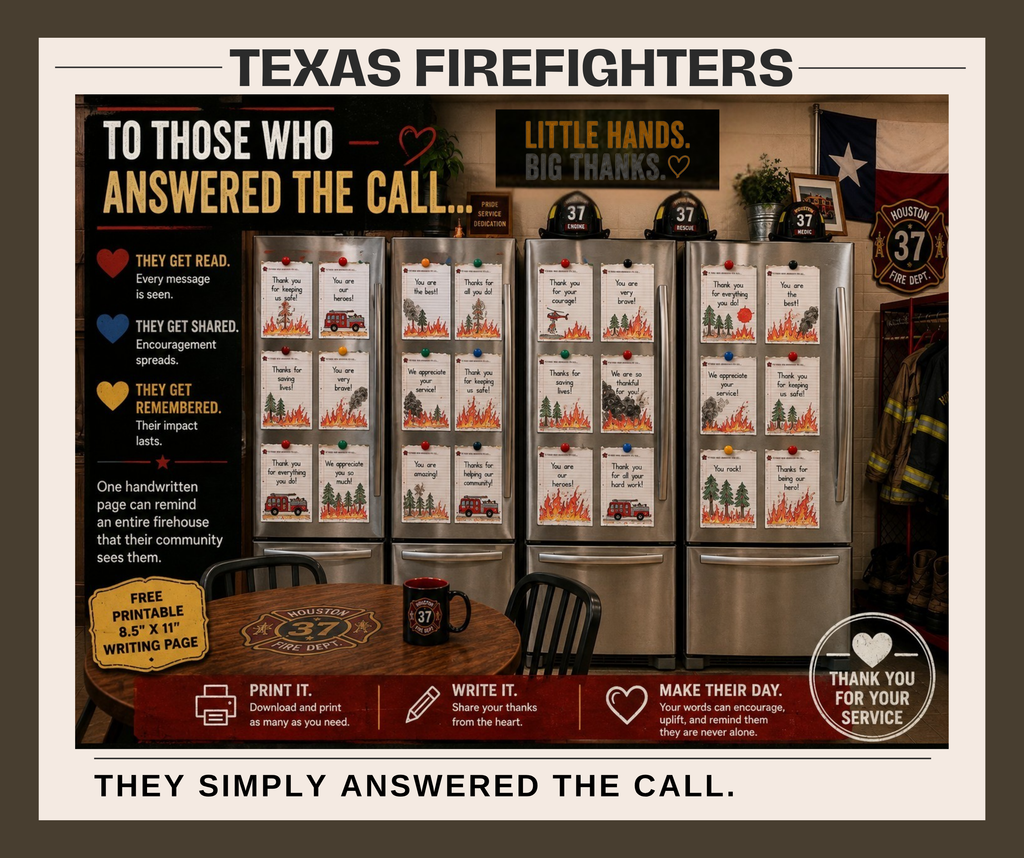 Texas Firefighter Thank You Writing Page | Free Printable