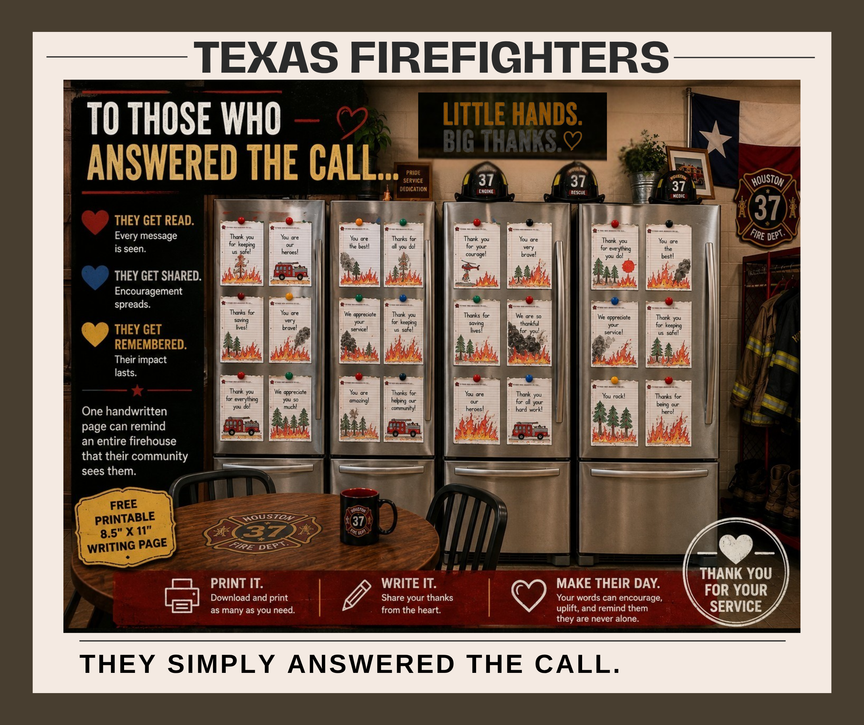 Texas Firefighter Thank You Writing Page | Free Printable