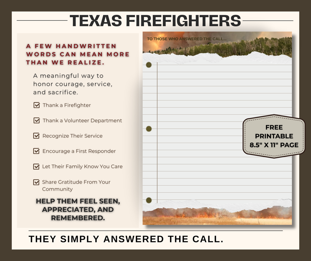 FREE Wildfire Firefighter Thank You Page, Printable First Responder Appreciation Activity