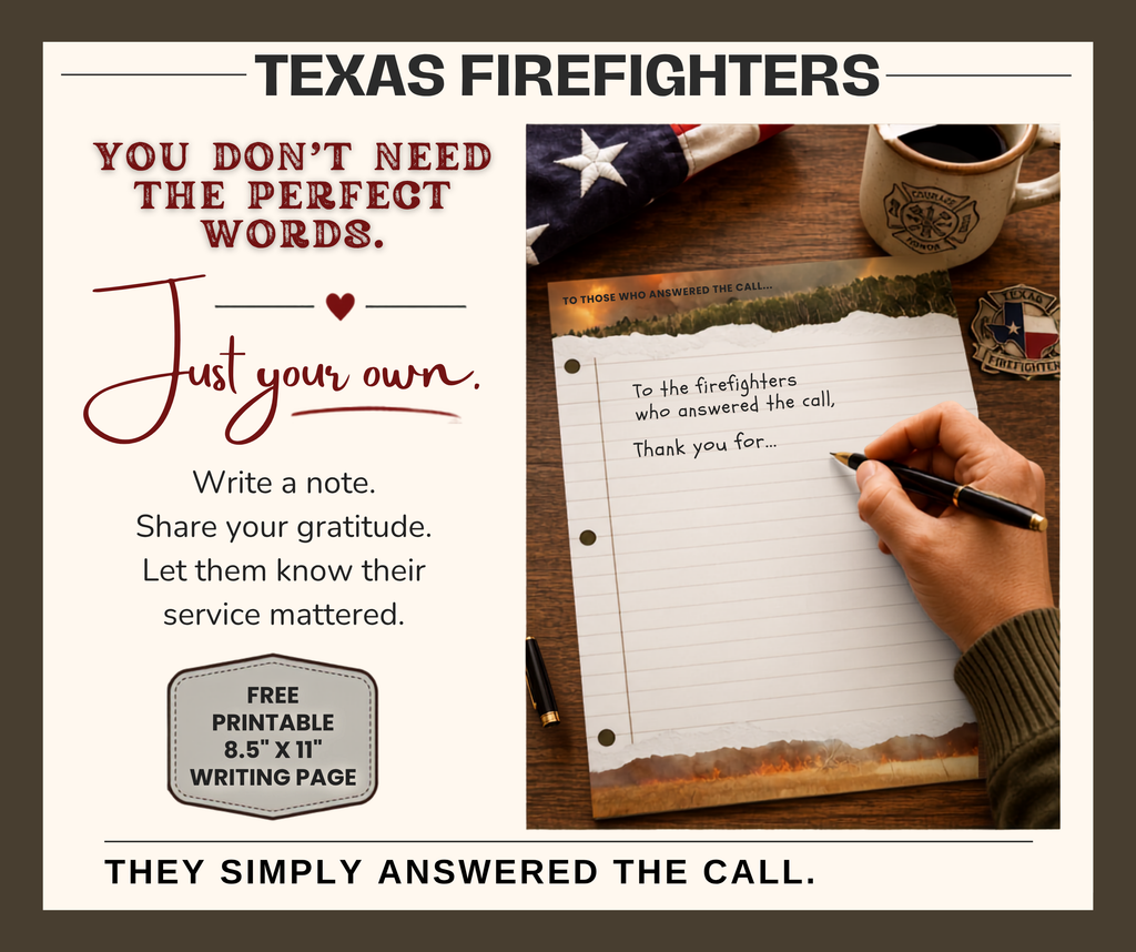 FREE Wildfire Firefighter Thank You Page, Printable First Responder Appreciation Activity