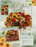 Fall Headstone Saddle Product Display
Close-up of artificial fall headstone saddle featuring sunflowers, daisies, mums, and autumn leaves with cascading wheat grass on mauve draping.