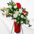 Greatest Love Standing Funeral Cross with White Roses
