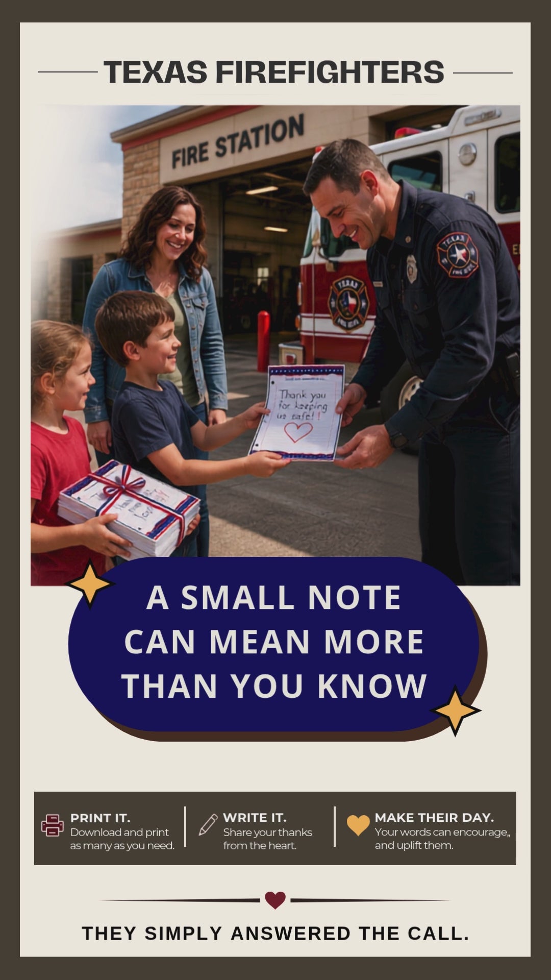 FREE First Responder Thank You Page, Stars Printable Appreciation Writing Activity