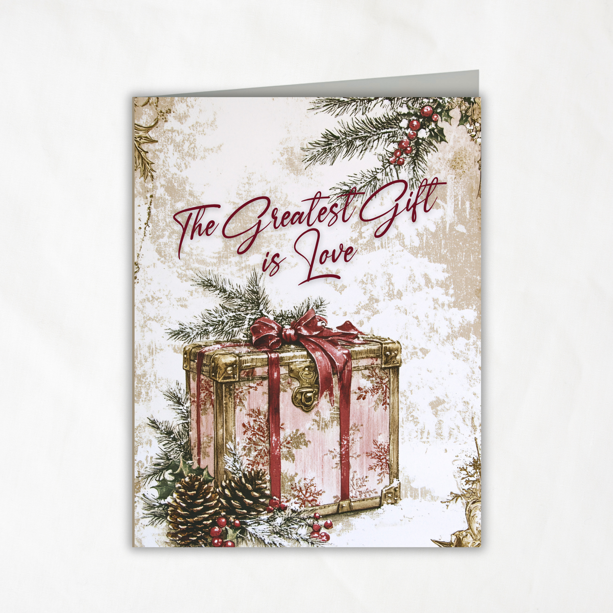 The "Greatest Gift Is Love" Card | Vintage Christmas Printable | Elegant Holiday Note Card | A2 (4.25x5.5) Folded Card | Digital Download