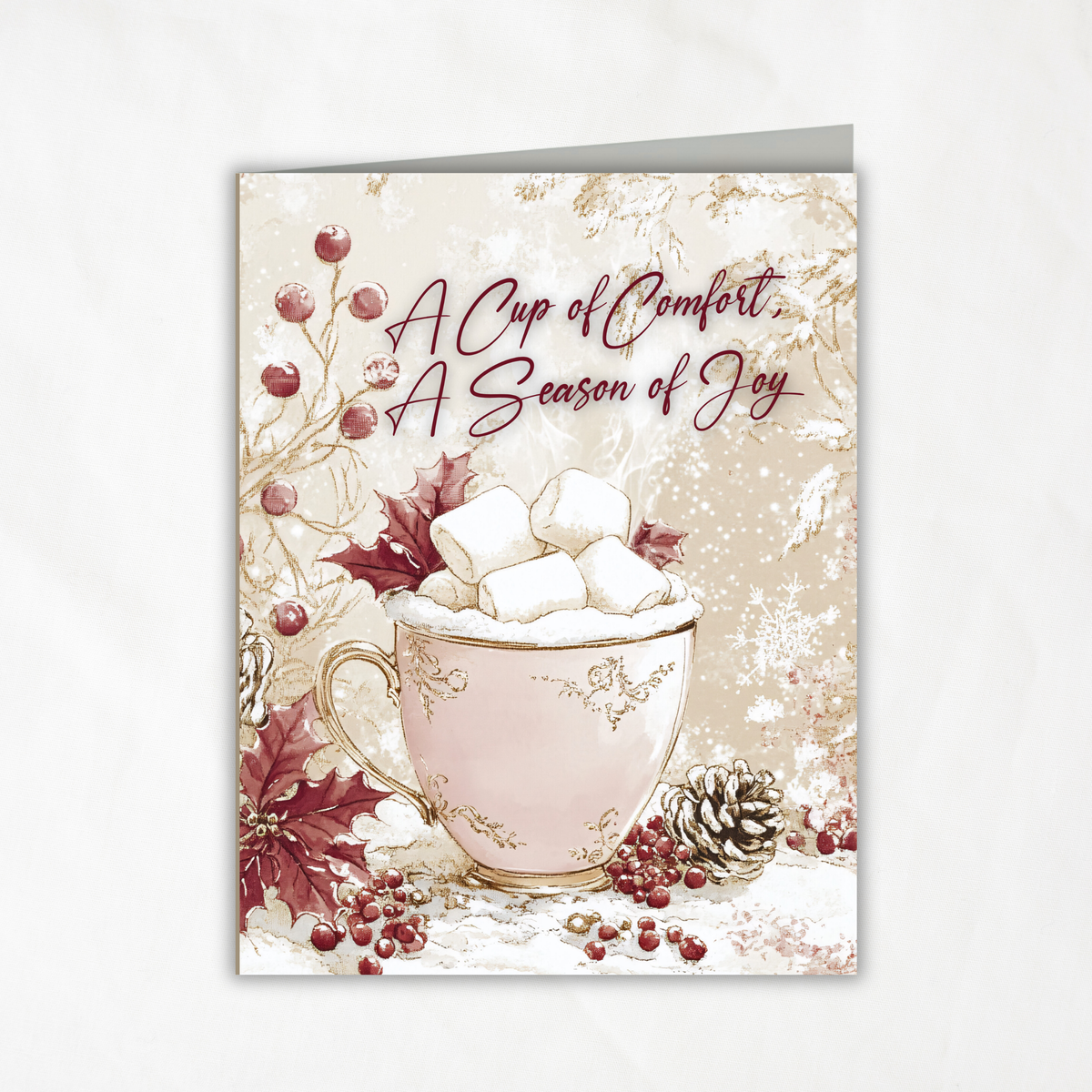 Vintage Hot Cocoa Christmas Printable Card • A2 (4.25" x 5.5") Folded Holiday Greeting Note Card • Winter Mug Art • Christmas Stationery