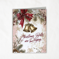 Printable Christmas Greeting Card | Vintage Christmas Bells & Red Bow | Rustic Traditional Holiday Note Card | A2 (4.25" x 5.5") PDF