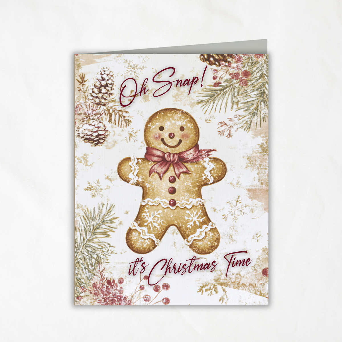 Gingerbread Christmas Printable Card • A2 (4.25" x 5.5") Folded Holiday Greeting Note Card • Oh Snap Design • Christmas Stationery