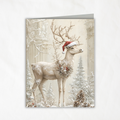 Printable Christmas Greeting Card | Christmas Reindeer & Santa Hat | Watercolor Holiday Card | Elegant Christmas Note Card | A2 (4.25" x 5.5") PDF